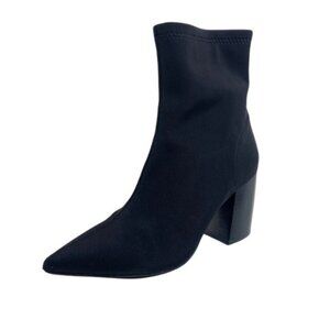 Jeffrey Campbell Neoprene Sock Black Heels Curved Stacked Block Heel Pointed Toe